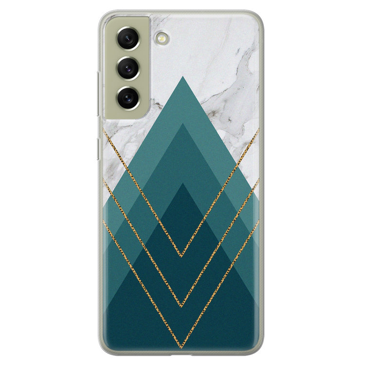 Leuke Telefoonhoesjes Samsung Galaxy S21 FE siliconen hoesje - Geometrisch blauw
