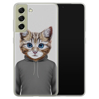 Leuke Telefoonhoesjes Samsung Galaxy S21 FE siliconen hoesje - Poezenhoofd