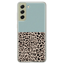 Leuke Telefoonhoesjes Samsung Galaxy S21 FE siliconen hoesje - Luipaard mint