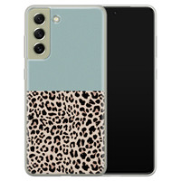 Leuke Telefoonhoesjes Samsung Galaxy S21 FE siliconen hoesje - Luipaard mint