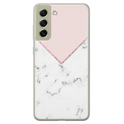 Leuke Telefoonhoesjes Samsung Galaxy S21 FE siliconen hoesje - Marmer roze grijs