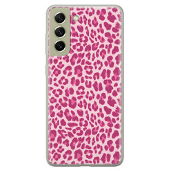 Leuke Telefoonhoesjes Samsung Galaxy S21 FE siliconen hoesje - Luipaard roze