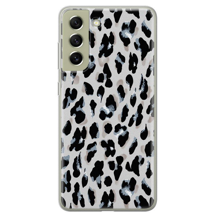 Leuke Telefoonhoesjes Samsung Galaxy S21 FE siliconen hoesje - Luipaard grijs
