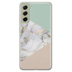 Leuke Telefoonhoesjes Samsung Galaxy S21 FE siliconen hoesje - Marmer pastel mix