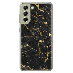 Leuke Telefoonhoesjes Samsung Galaxy S21 FE siliconen hoesje - Marmer zwart goud