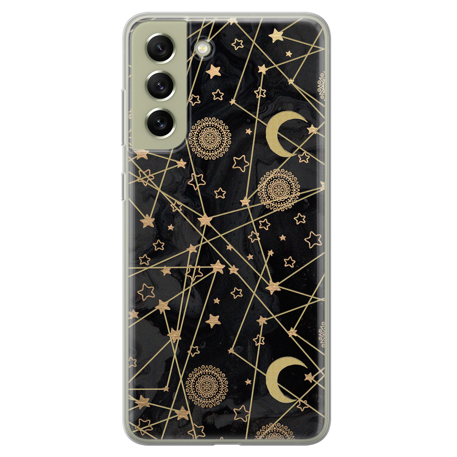 Leuke Telefoonhoesjes Samsung Galaxy S21 FE siliconen hoesje - Sun, moon, stars