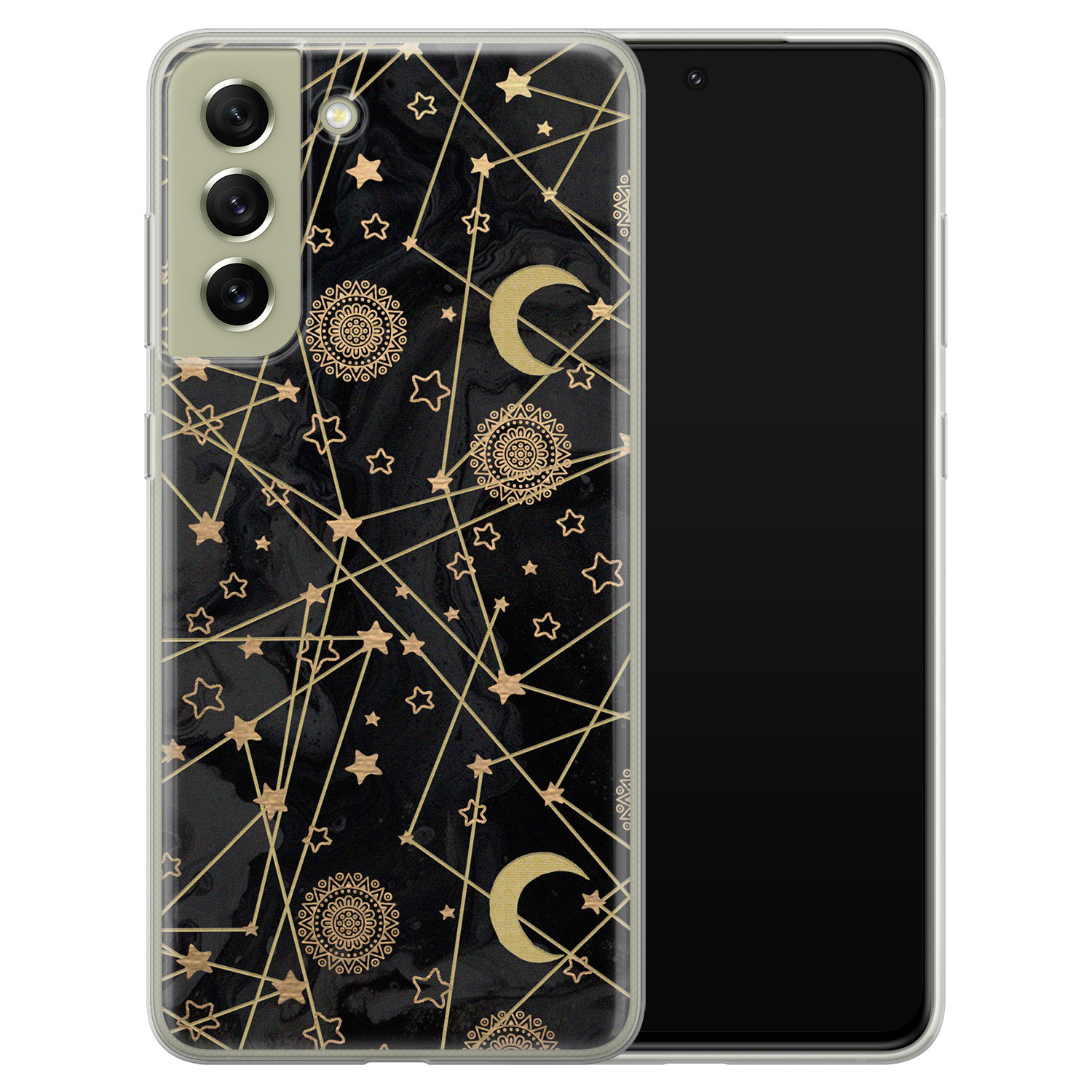 Leuke Telefoonhoesjes Samsung Galaxy S21 FE siliconen hoesje - Sun, moon, stars