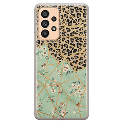 Leuke Telefoonhoesjes Samsung Galaxy A53 siliconen hoesje - Luipaard flower print