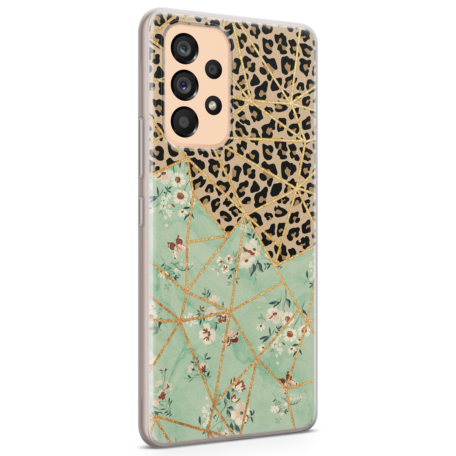 Leuke Telefoonhoesjes Samsung Galaxy A53 siliconen hoesje - Luipaard flower print