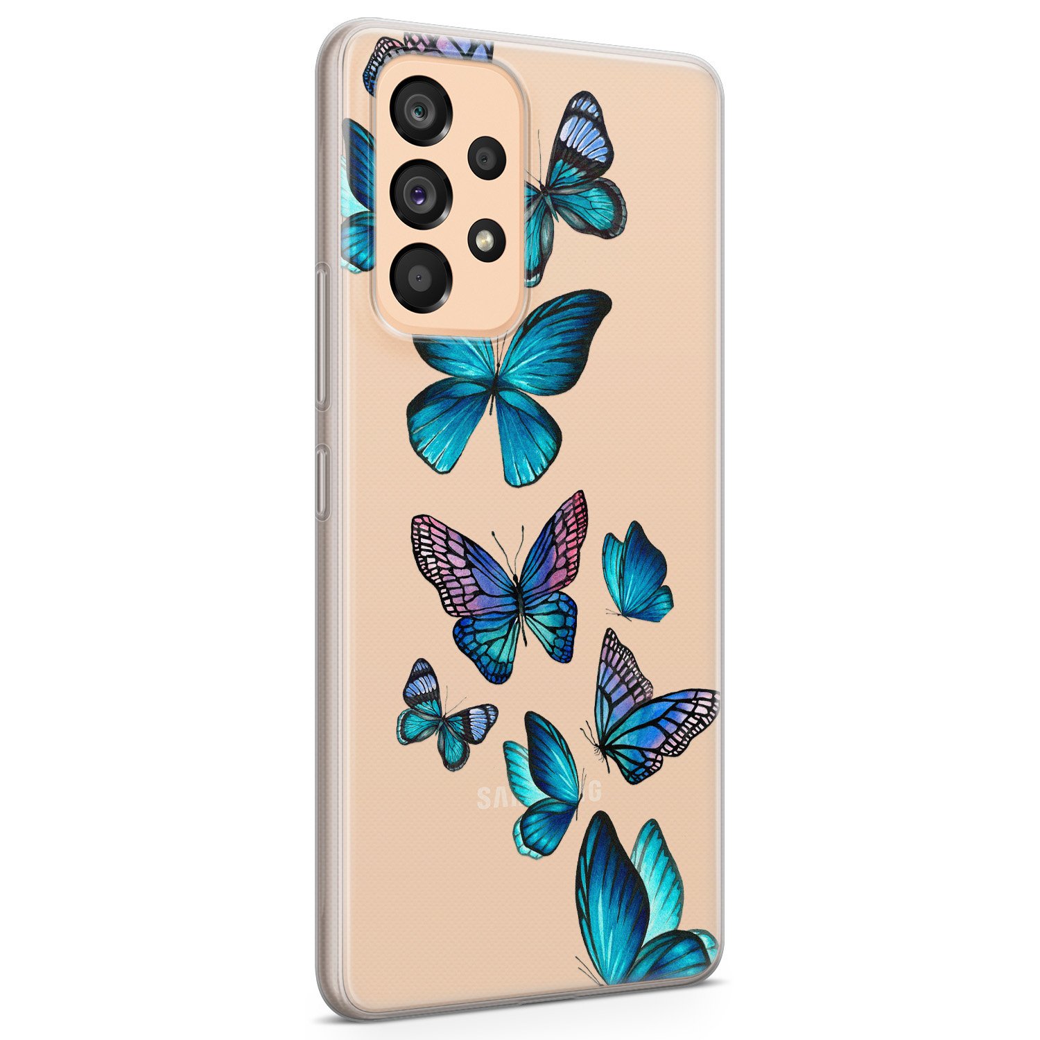 Leuke Telefoonhoesjes Samsung Galaxy A53 siliconen hoesje - Vlinders blauw