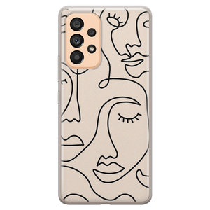Leuke Telefoonhoesjes Samsung Galaxy A53 siliconen hoesje - Abstract gezicht lijnen