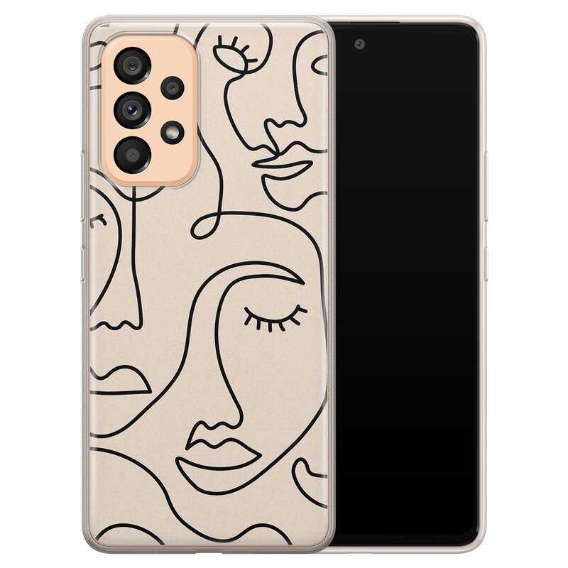 Leuke Telefoonhoesjes Samsung Galaxy A53 siliconen hoesje - Abstract gezicht lijnen