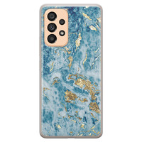 Leuke Telefoonhoesjes Samsung Galaxy A53 siliconen hoesje - Goud blauw marmer