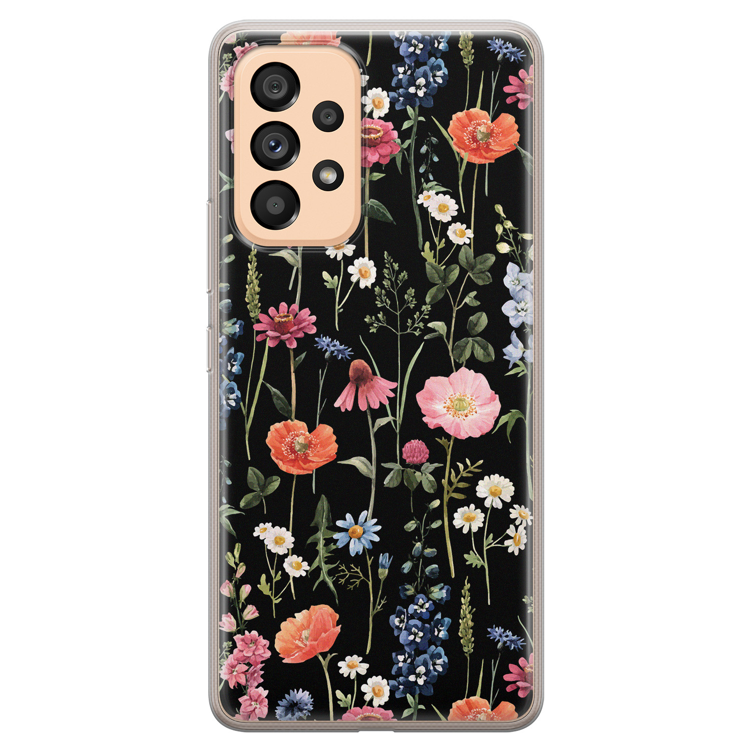 Leuke Telefoonhoesjes Samsung Galaxy A53 siliconen hoesje - Dark flowers