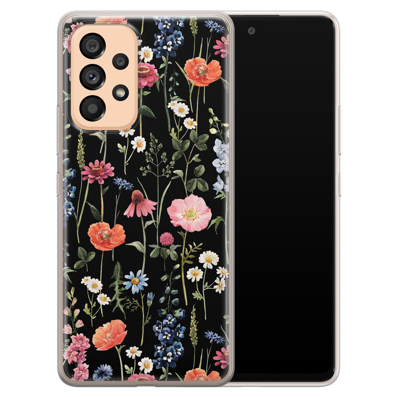 Leuke Telefoonhoesjes Samsung Galaxy A53 siliconen hoesje - Dark flowers