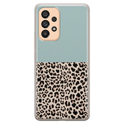 Leuke Telefoonhoesjes Samsung Galaxy A53 siliconen hoesje - Luipaard mint