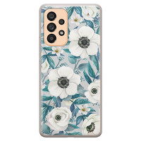 Leuke Telefoonhoesjes Samsung Galaxy A53 siliconen hoesje - Witte bloemen