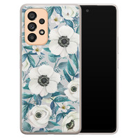 Leuke Telefoonhoesjes Samsung Galaxy A53 siliconen hoesje - Witte bloemen