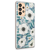 Leuke Telefoonhoesjes Samsung Galaxy A53 siliconen hoesje - Witte bloemen