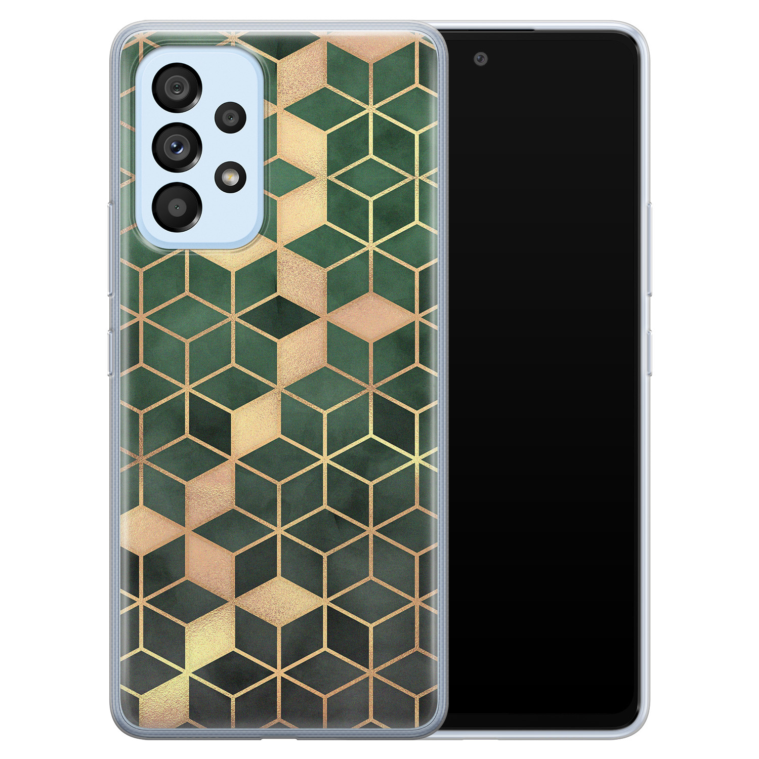 Leuke Telefoonhoesjes Samsung Galaxy A33 siliconen hoesje - Green cubes