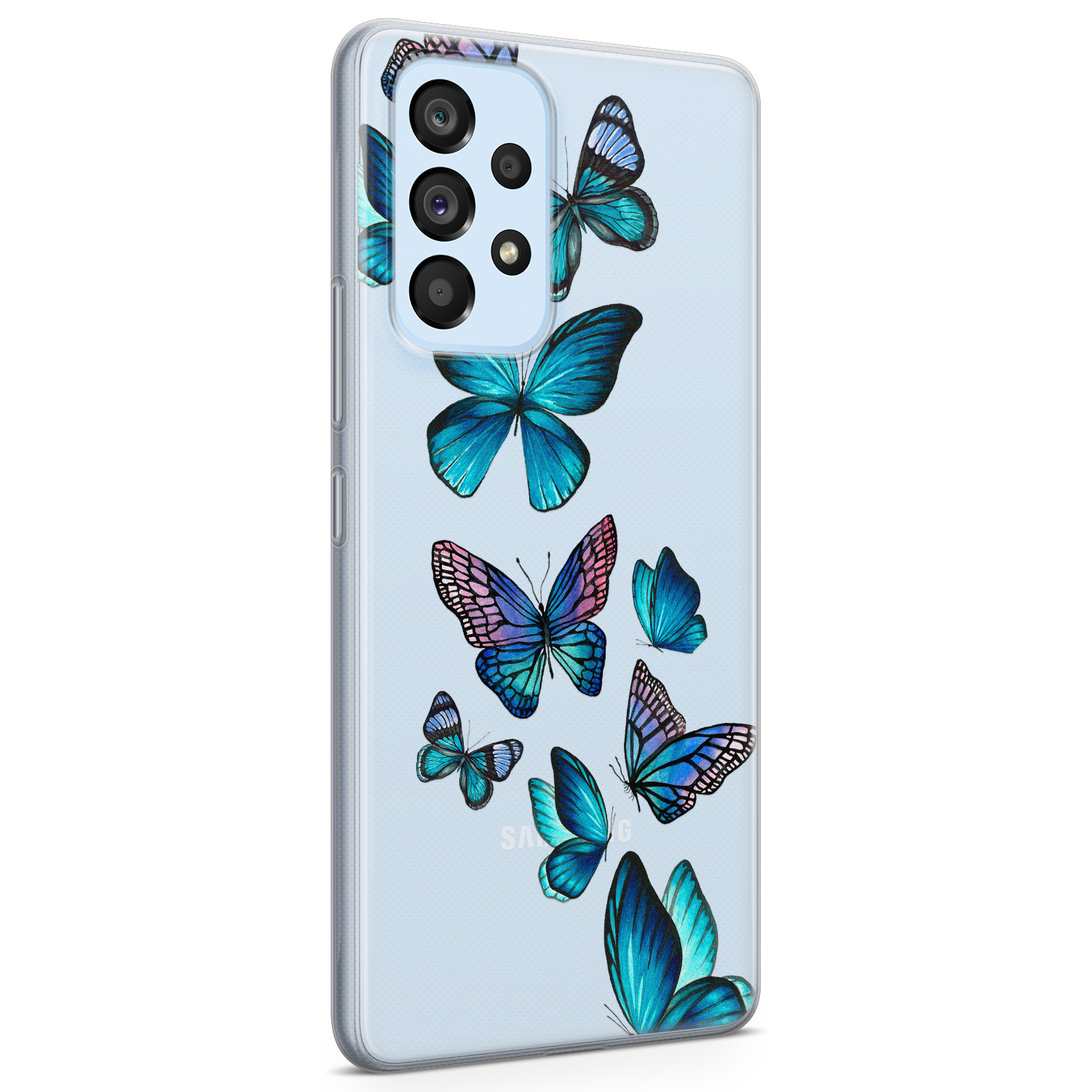 Leuke Telefoonhoesjes Samsung Galaxy A33 siliconen hoesje - Vlinders blauw