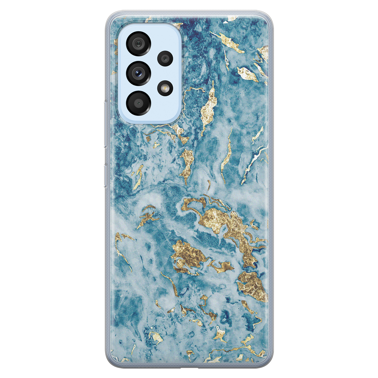 Leuke Telefoonhoesjes Samsung Galaxy A33 siliconen hoesje - Goud blauw marmer