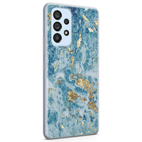 Leuke Telefoonhoesjes Samsung Galaxy A33 siliconen hoesje - Goud blauw marmer