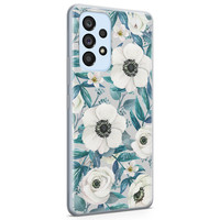 Leuke Telefoonhoesjes Samsung Galaxy A33 siliconen hoesje - Witte bloemen