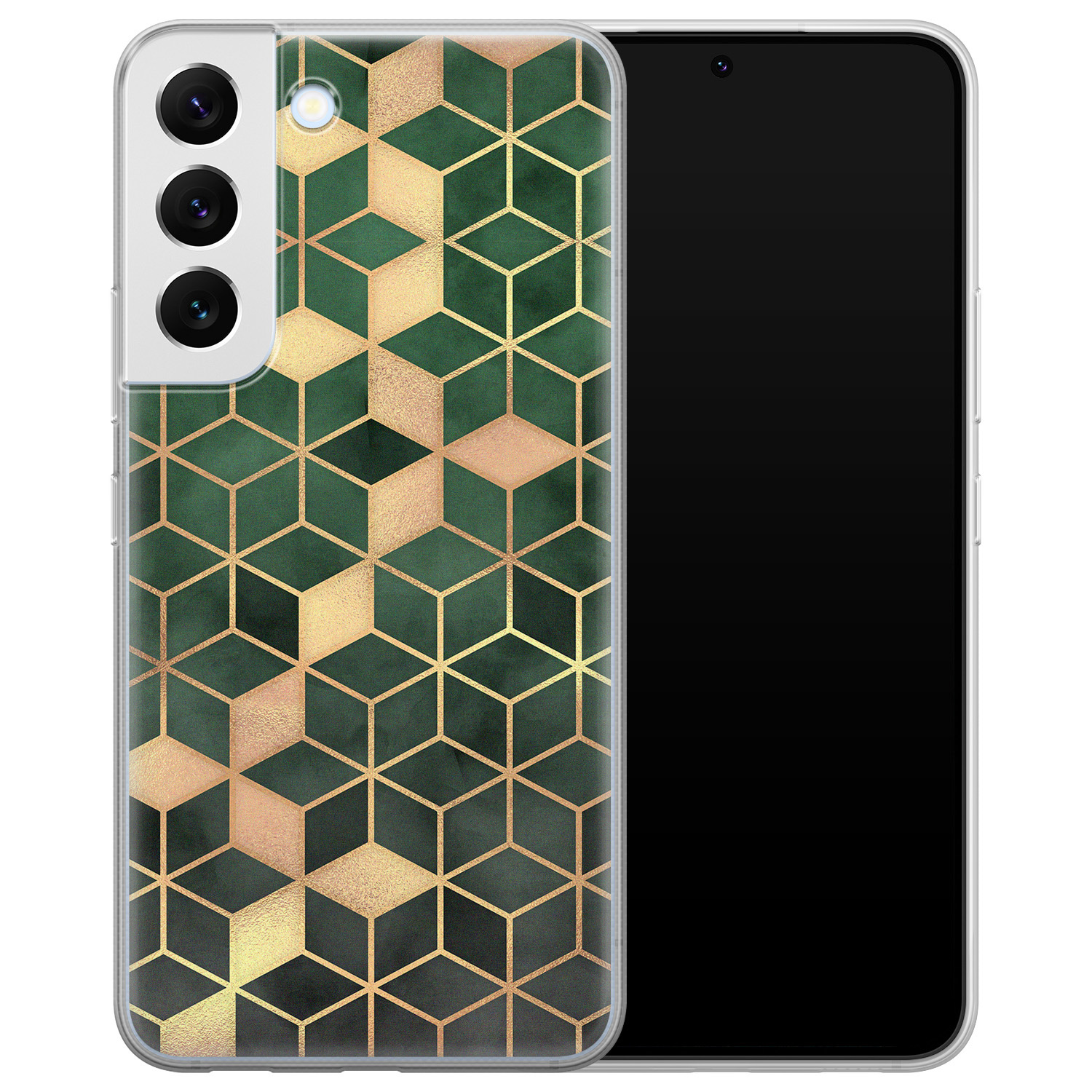 Leuke Telefoonhoesjes Samsung Galaxy S22 siliconen hoesje - Green cubes