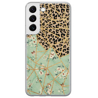 Leuke Telefoonhoesjes Samsung Galaxy S22 siliconen hoesje - Luipaard flower print