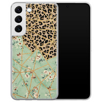 Leuke Telefoonhoesjes Samsung Galaxy S22 siliconen hoesje - Luipaard flower print