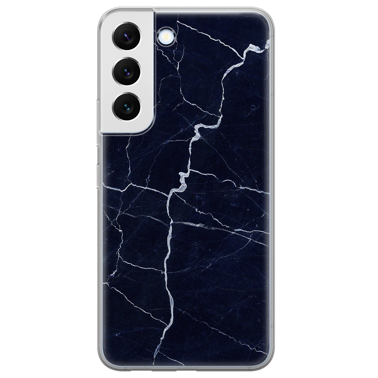 Leuke Telefoonhoesjes Samsung Galaxy S22 siliconen hoesje - Marmer navy blauw