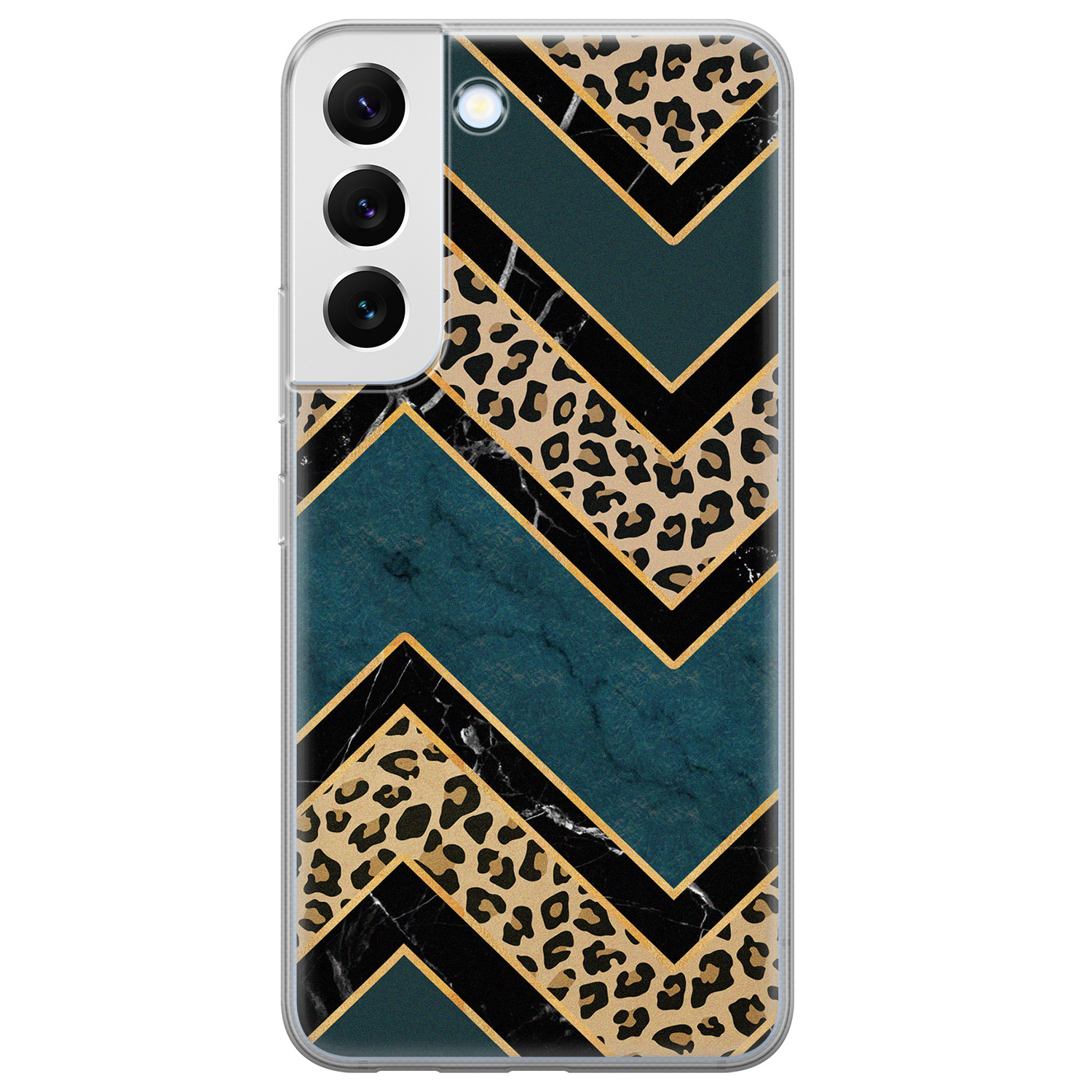 Leuke Telefoonhoesjes Samsung Galaxy S22 siliconen hoesje - Luipaard zigzag