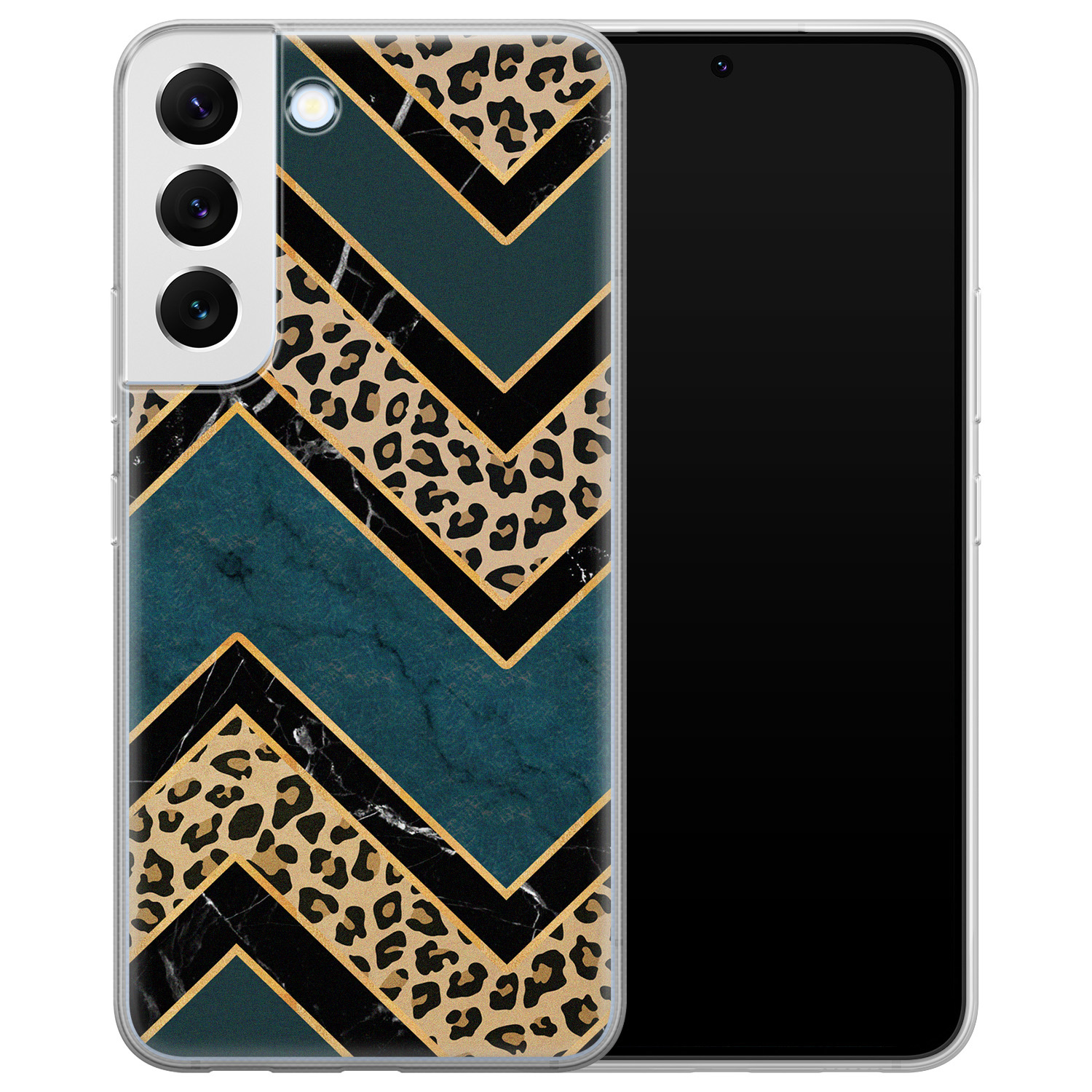 Leuke Telefoonhoesjes Samsung Galaxy S22 siliconen hoesje - Luipaard zigzag