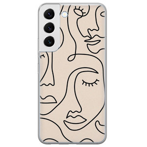 Leuke Telefoonhoesjes Samsung Galaxy S22 siliconen hoesje - Abstract gezicht lijnen