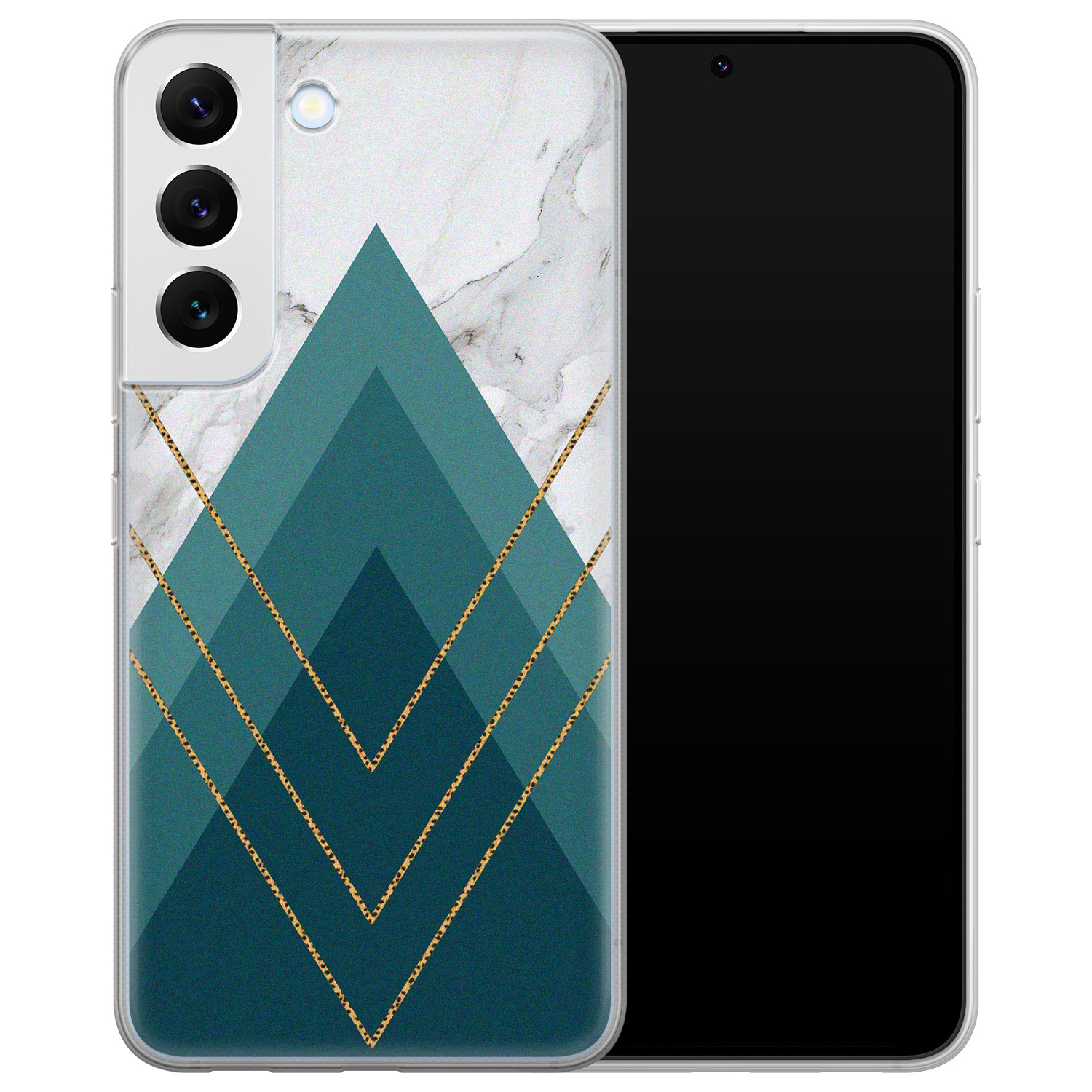 Leuke Telefoonhoesjes Samsung Galaxy S22 siliconen hoesje - Geometrisch blauw