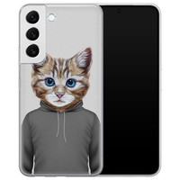 Leuke Telefoonhoesjes Samsung Galaxy S22 siliconen hoesje - Poezenhoofd