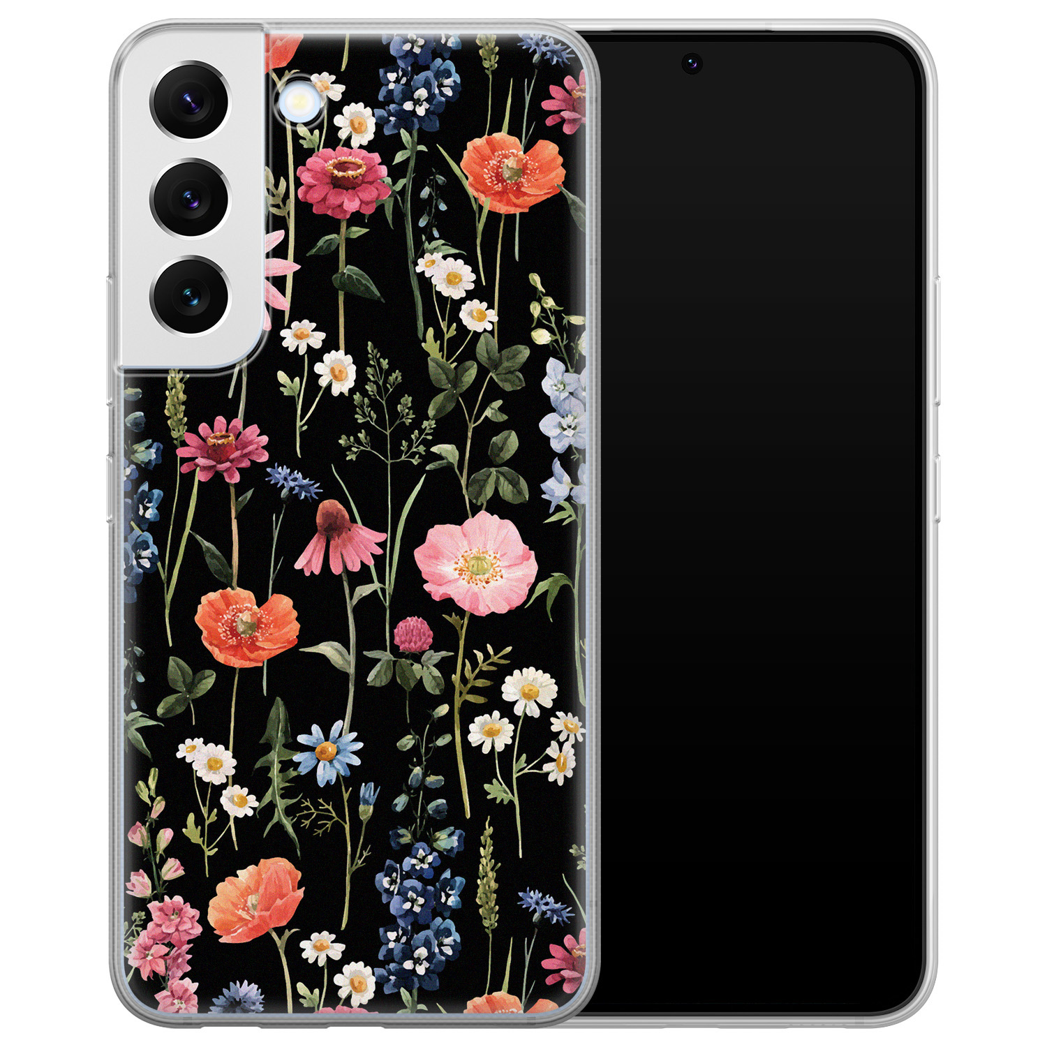 Leuke Telefoonhoesjes Samsung Galaxy S22 siliconen hoesje - Dark flowers