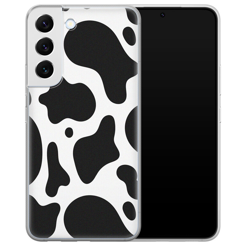 Leuke Telefoonhoesjes Samsung Galaxy S22 siliconen hoesje - Koeienprint