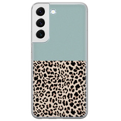 Leuke Telefoonhoesjes Samsung Galaxy S22 siliconen hoesje - Luipaard mint