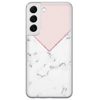 Leuke Telefoonhoesjes Samsung Galaxy S22 siliconen hoesje - Marmer roze grijs