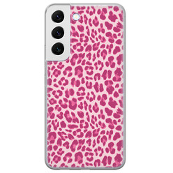 Leuke Telefoonhoesjes Samsung Galaxy S22 siliconen hoesje - Luipaard roze