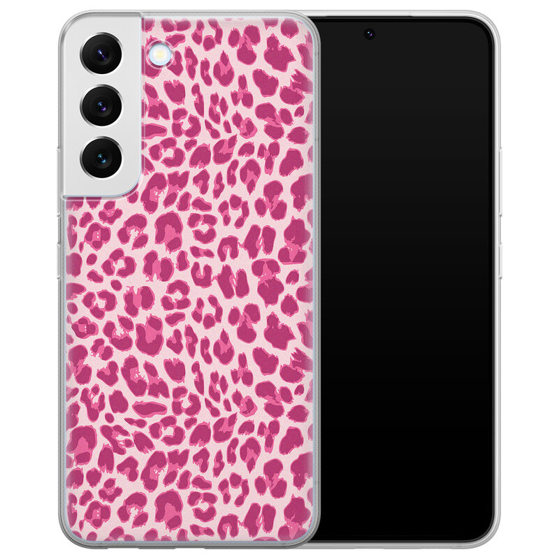 Leuke Telefoonhoesjes Samsung Galaxy S22 siliconen hoesje - Luipaard roze