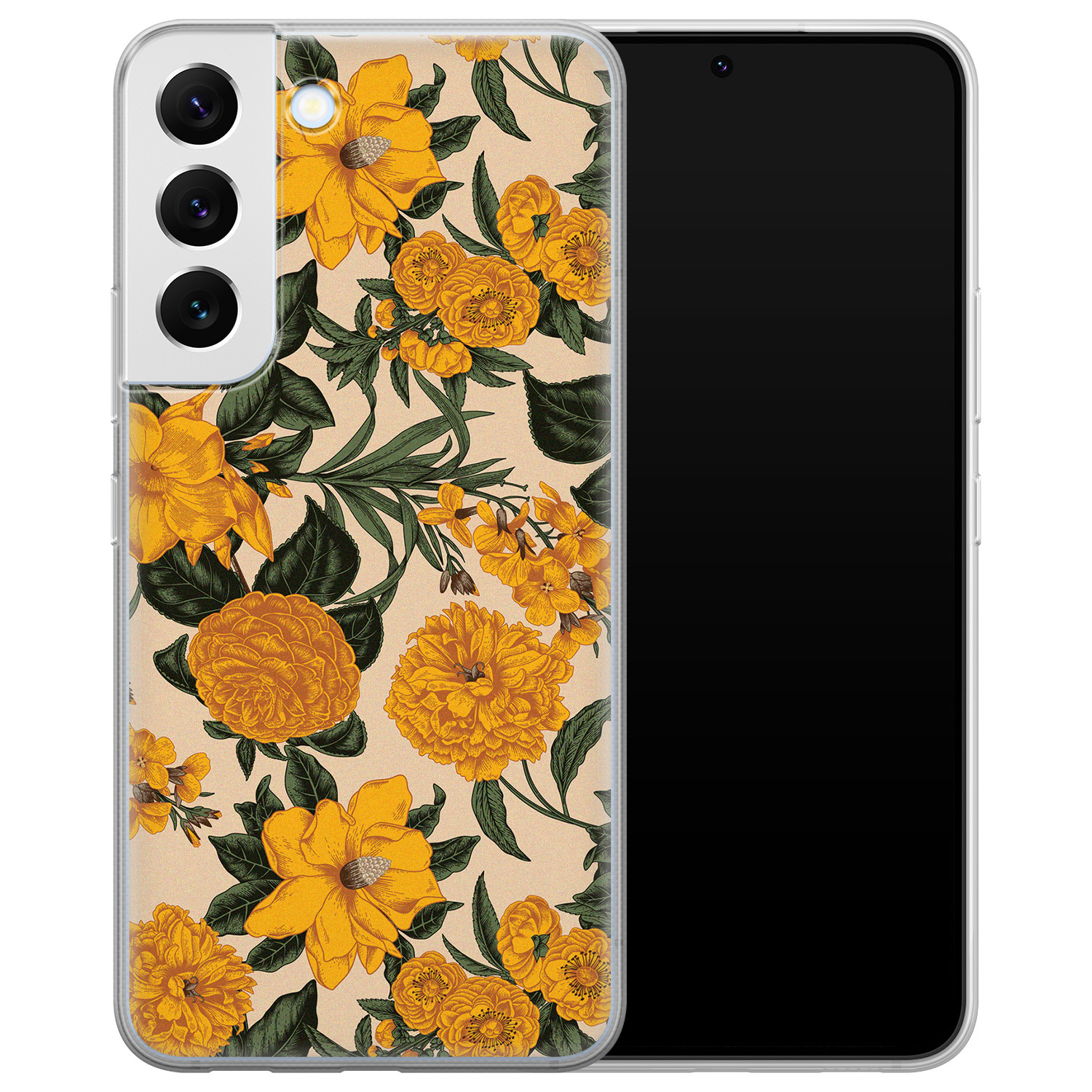 Leuke Telefoonhoesjes Samsung Galaxy S22 siliconen hoesje - Retro flowers