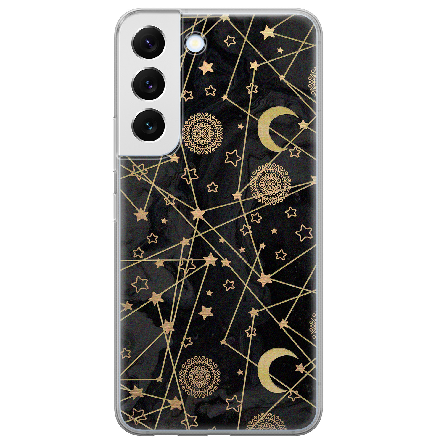 Leuke Telefoonhoesjes Samsung Galaxy S22 siliconen hoesje - Sun, moon, stars