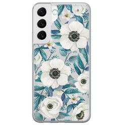 Leuke Telefoonhoesjes Samsung Galaxy S22 siliconen hoesje - Witte bloemen