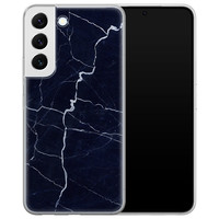 Leuke Telefoonhoesjes Samsung Galaxy S22 Plus siliconen hoesje - Marmer navy blauw