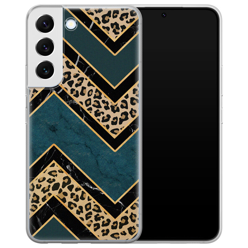 Leuke Telefoonhoesjes Samsung Galaxy S22 Plus siliconen hoesje - Luipaard zigzag