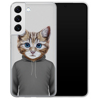 Leuke Telefoonhoesjes Samsung Galaxy S22 Plus siliconen hoesje - Poezenhoofd