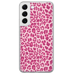 Leuke Telefoonhoesjes Samsung Galaxy S22 Plus siliconen hoesje - Luipaard roze